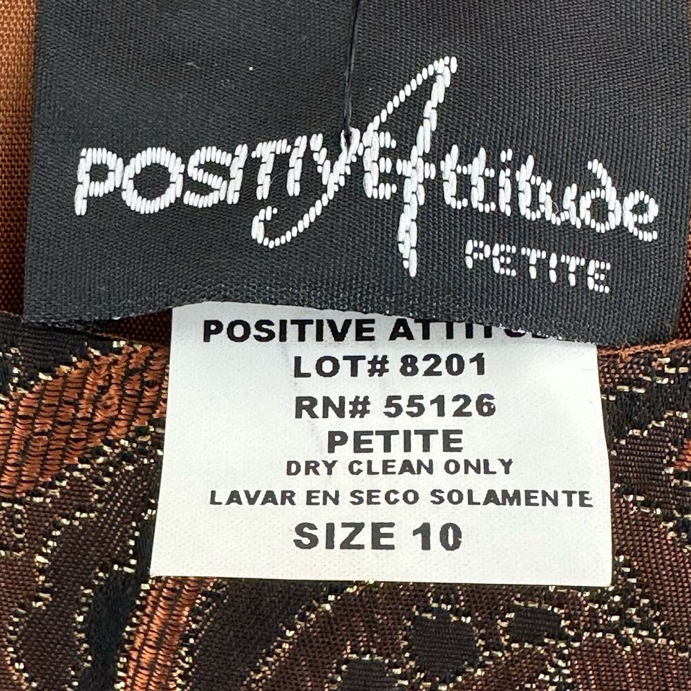 Vintage Positive Attitude Jacquard Gold Brown Metallic Paisley Tank Top 10P Glam - Picture 4 of 5